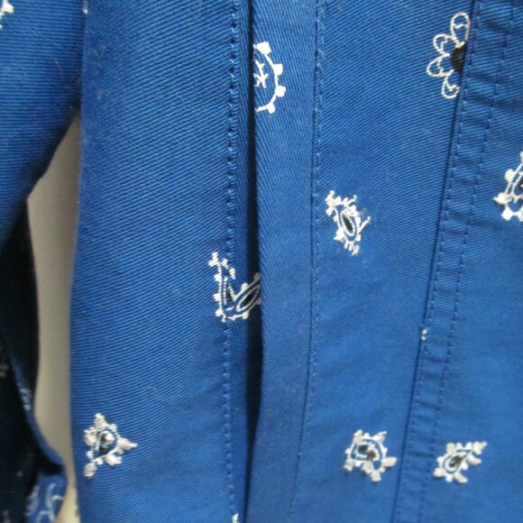 NWOT Quacker Factory Blue Bandanna Bandana Print Hand Beaded Jacket Size Large - Picture 14 of 16